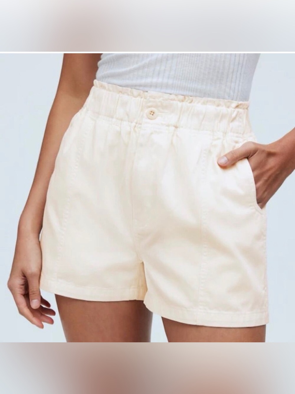 Madewell Cream Paperbag High Waisted Pull on Shorts Size 27